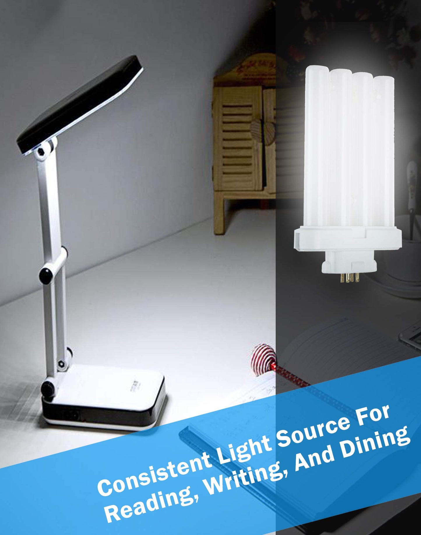 LABORATE LIGHTING Fluorescent Light Tube, FML27 4 pin Base Light Bulb, 27 watt, 6500K, Light At 1500 Lumens, (3)