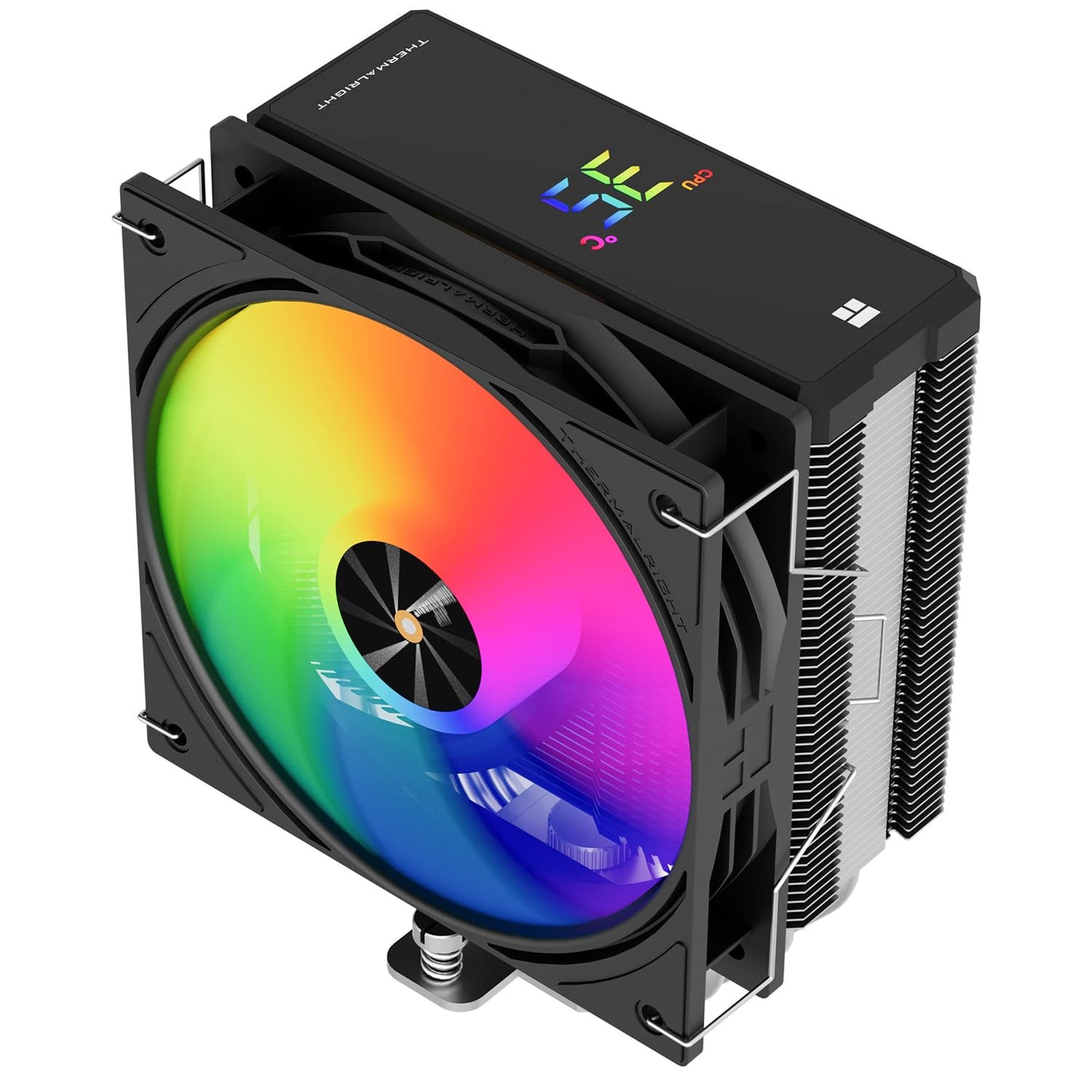 Thermalright Assassin X 120R Digital ARGB Black CPU Air Cooler, 2000RPM Speed,4 Heatpipes, 12cm Quiet PWM Fan CPU Cooler, Digital Screen Top Cover,for