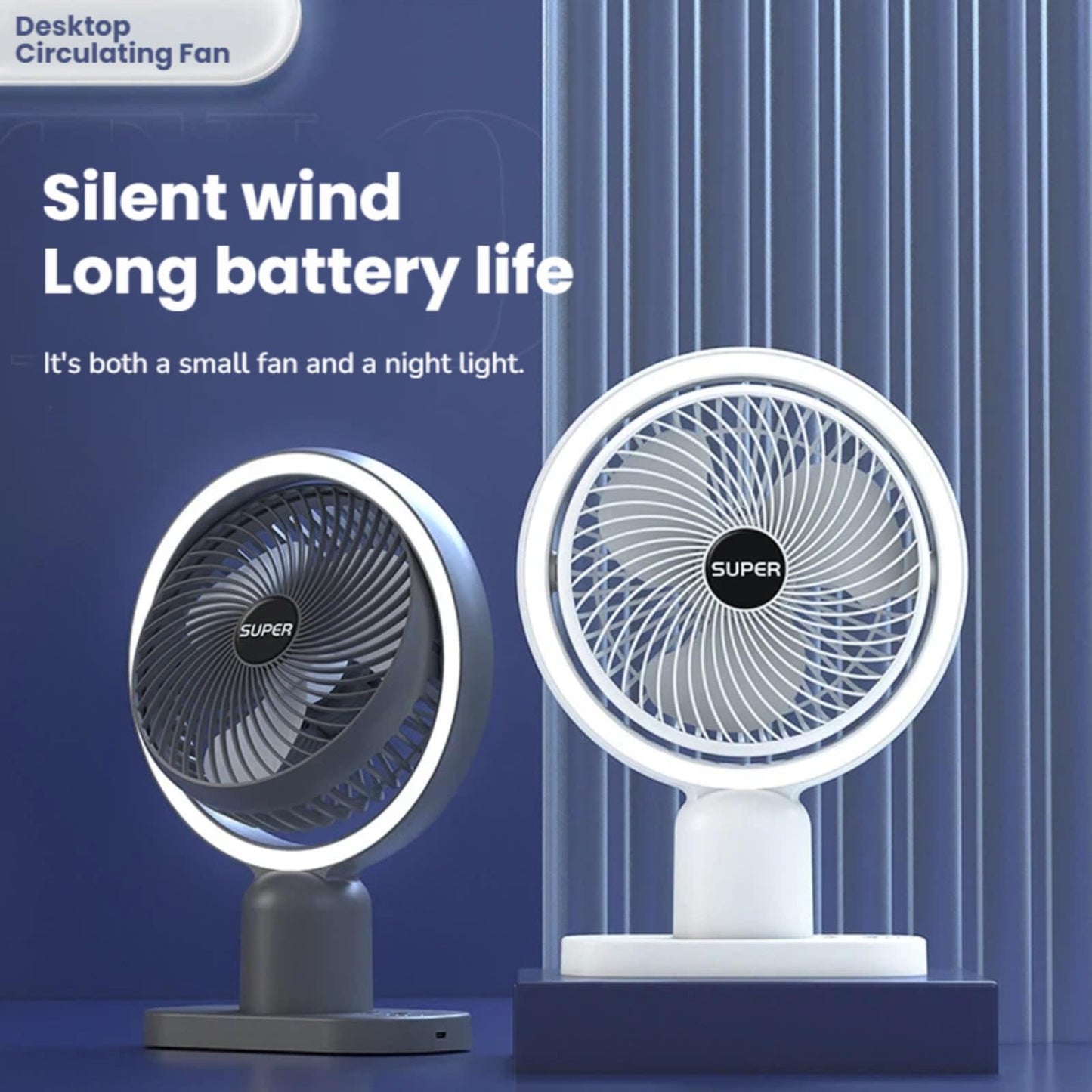 Jonakise Desktop mini desktop small fan with strong wind and LED light