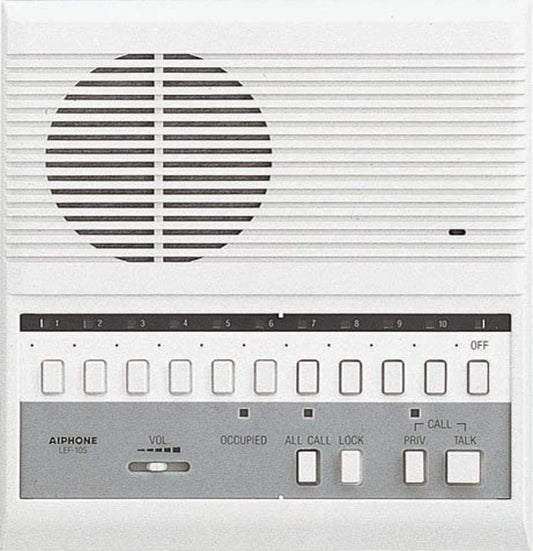 Aiphone LEF-10S Open Voice Selective Call Master Intercom with All-Call; Surface Mount; Accepts Up to 10 Connecting Door, Sub-Master, or Master