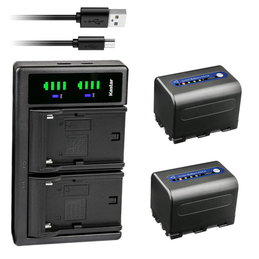 Kastar 2-Pack NP-QM71D Battery and LTD2 USB Charger Compatible with Sony CCD-TRV108 CCD-TRV116 CCD-TRV118 CCD-TRV126 GV-D1000 GV-D1000E Video