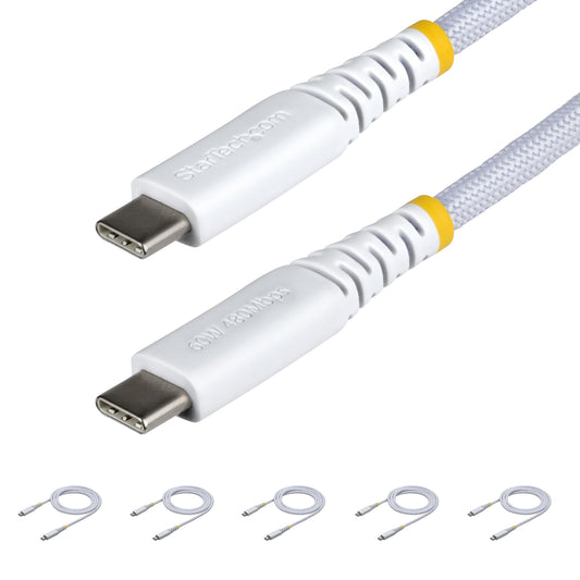 StarTech 5-Pack 3ft/91cm USB-C to USB-C Braided Cable, White (USB2CC3FNCBRW