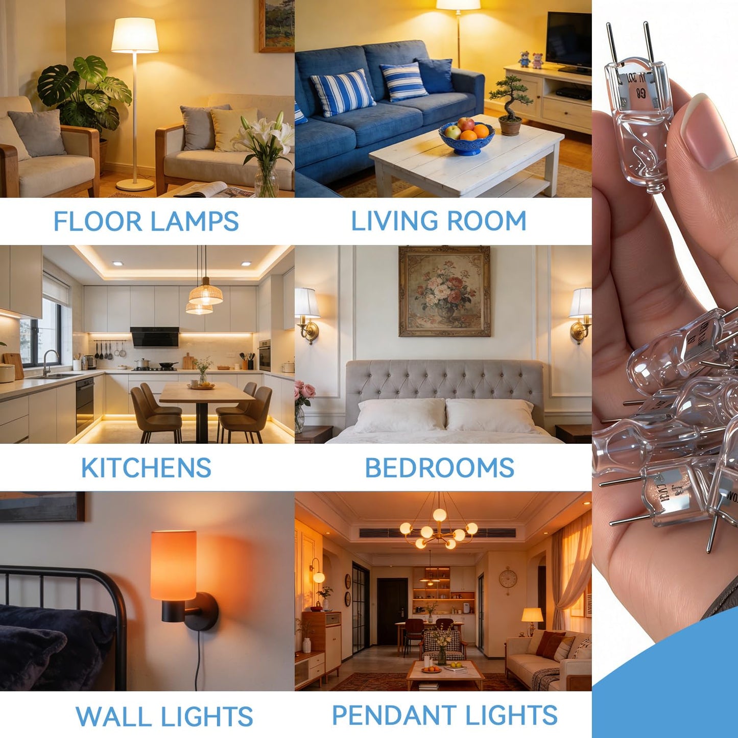 BuiBettFu G8 Halogen Light Bulbs 20W Dimmable 120V Under Cabinet Lighting for Microwave Oven Replacements,for Candle Warmer Light Bulbs, Wax melt