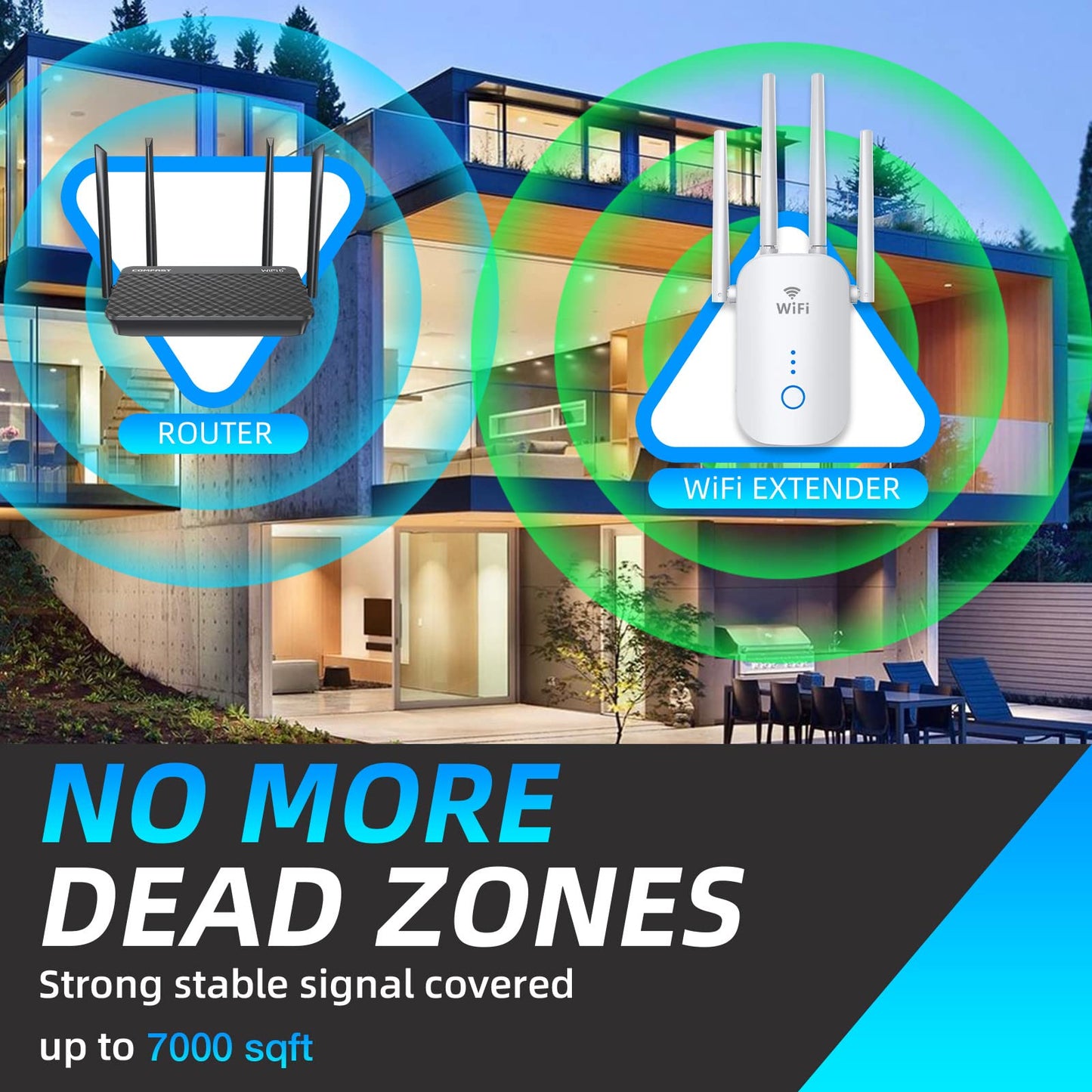 2024 WiFi Extender,WiFi Extender Signal Booster,WiFi Repeater 1200Mbps 2.4GHz & 5GHz Dual Band,Internet Wireless Booster,One Ethernet Port