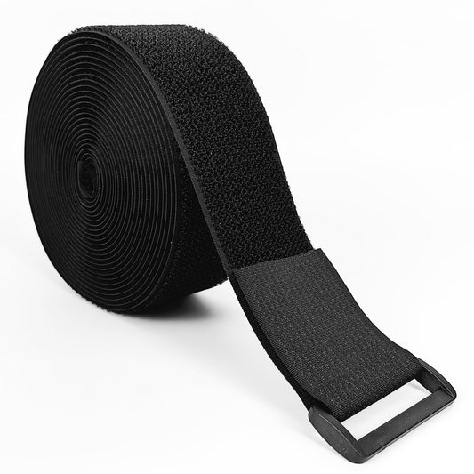Hook and Loop Straps, 2'' x 16', Fastening Cinch Straps with 15 Buckles, Cut to Length, Heavy Duty, Reusable Cable Straps, Cord Straps, 16 Feet Long