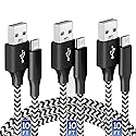 Oillgle Micro USB Charging Cable 10/10/10FT, 3 Pack Nylon Braided Charger Cables Black&White