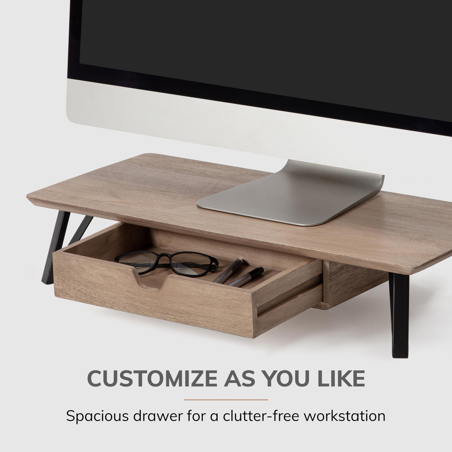 Anji Mountain Monitor Stand - Desktop Organizer & Laptop Riser, Ergonomic Monitor Riser, Space-Saving Monitor Stand for Desk, Durable Construction
