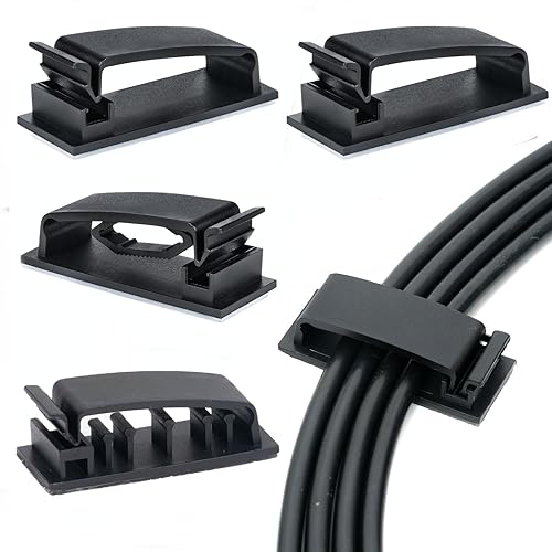 Helboar Cable Clips 50PCS, Self Adhesive Cable Management Clips, Cord Organizer Wire Clips Cord Holder for Appliances PC Wall Ethernet Cable Under