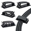 Helboar Cable Clips 50PCS, Self Adhesive Cable Management Clips, Cord Organizer Wire Clips Cord Holder for Appliances PC Wall Ethernet Cable Under