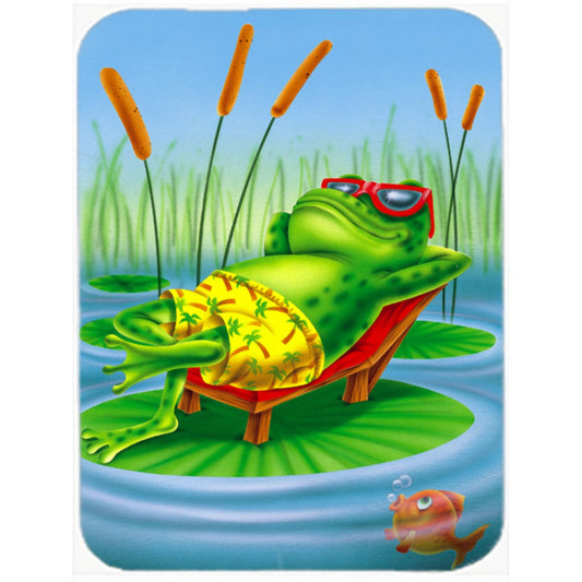 Caroline's Treasures APH0521MP Frog Chilaxin on The Lilly Pad Mouse Pad, Hot Pad or Trivet for Home Office Gaming Working Computers Laptop Mouse