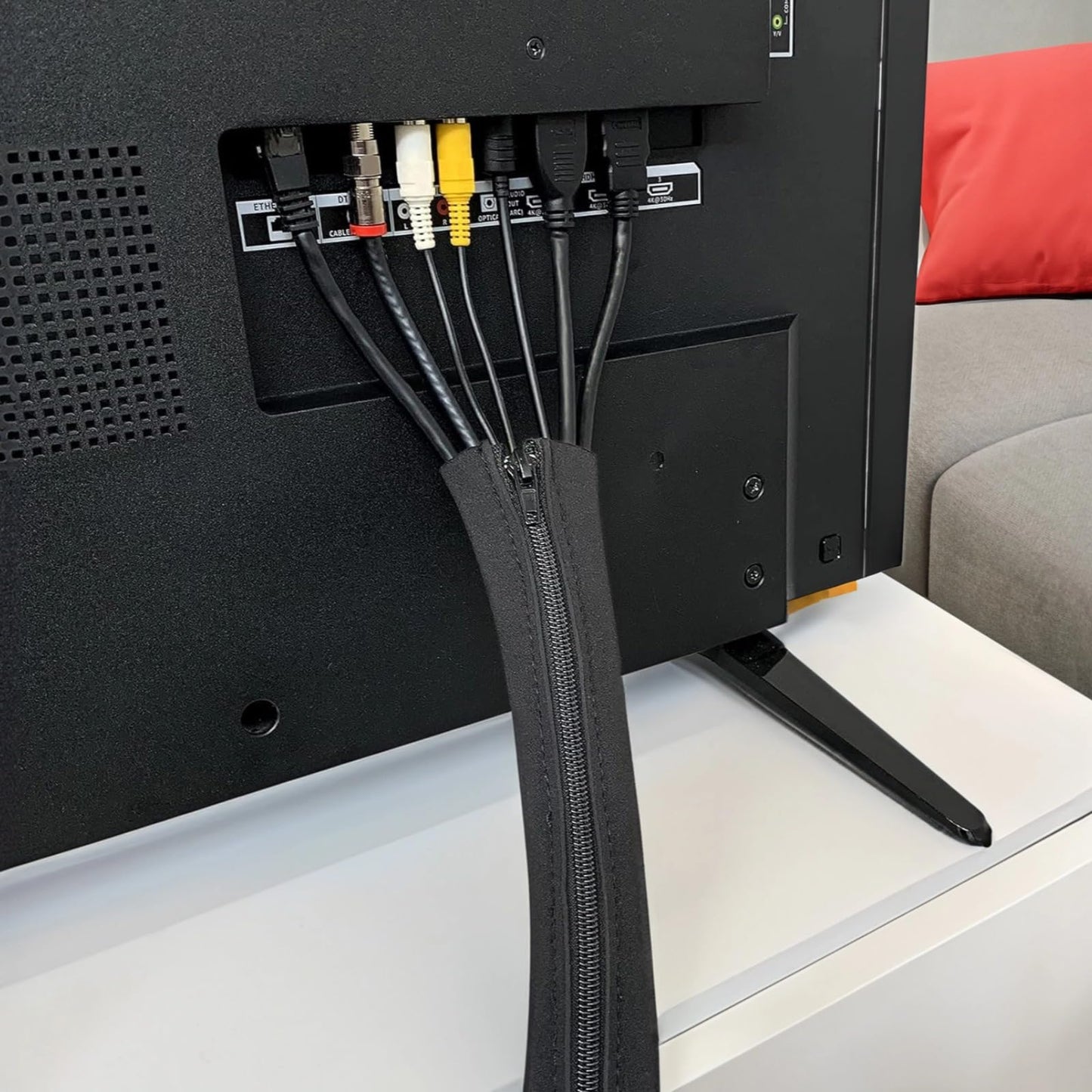 4 PCS Zipper Cable Organizer Sleeves, Cable Management Sleeve for TV and Computer Cords, Black Polyester, Reliable and Easy to Use ?and Effectively