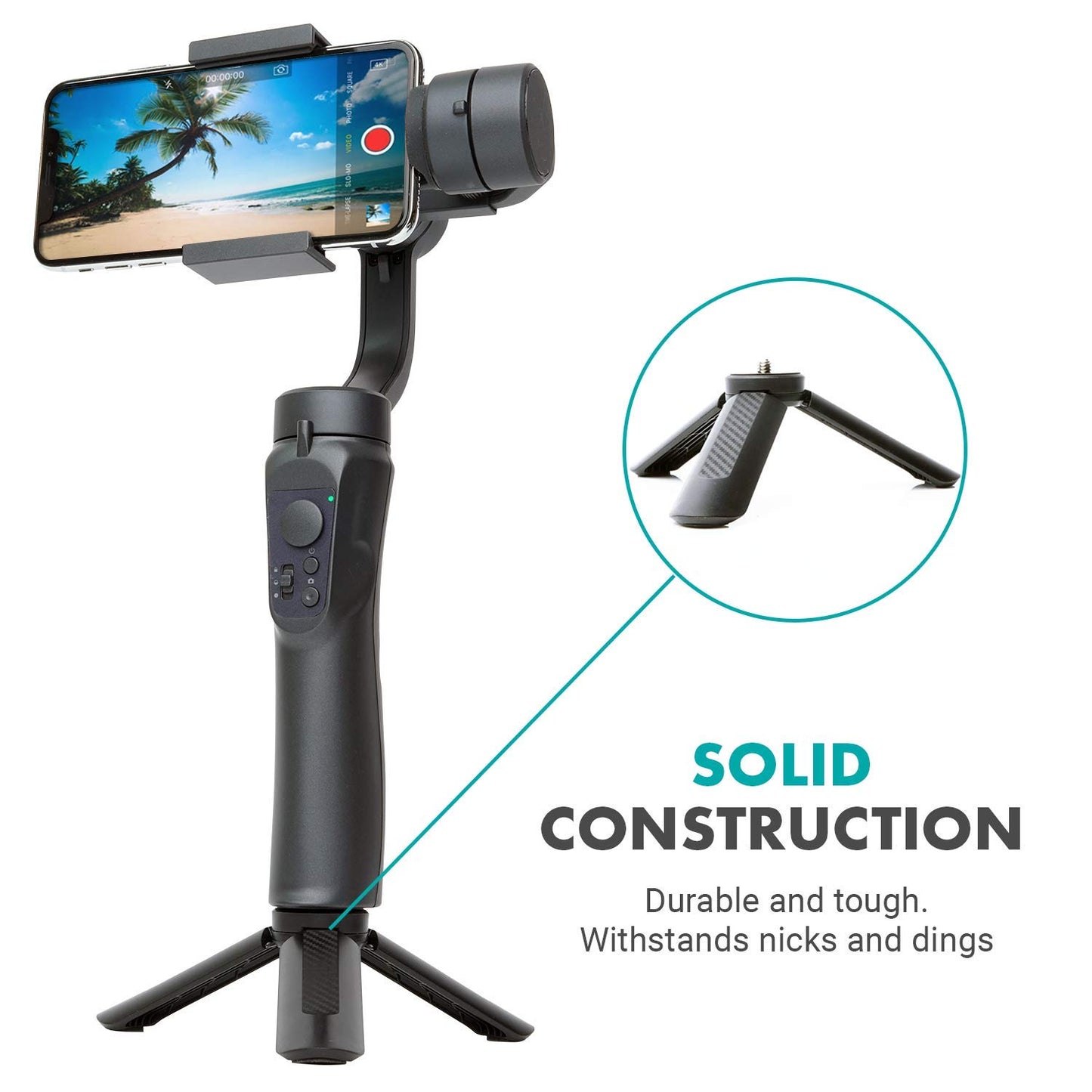 Movo TR-1 Compact Mini Tabletop Tripod/Hand Grip with 1/4" Screw and Folding Feet. Compatible with GoPro, DSLR, Camera, Osmo, Pocket Projector, Zoom