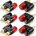 DIYhz 6Pcs M5 Banana Plug Terminal Connector, 4mm Double Banana Jack, 19mm Spacing Amplifier Speaker Terminal, Pure Copper Gold-Plated Audio Binding