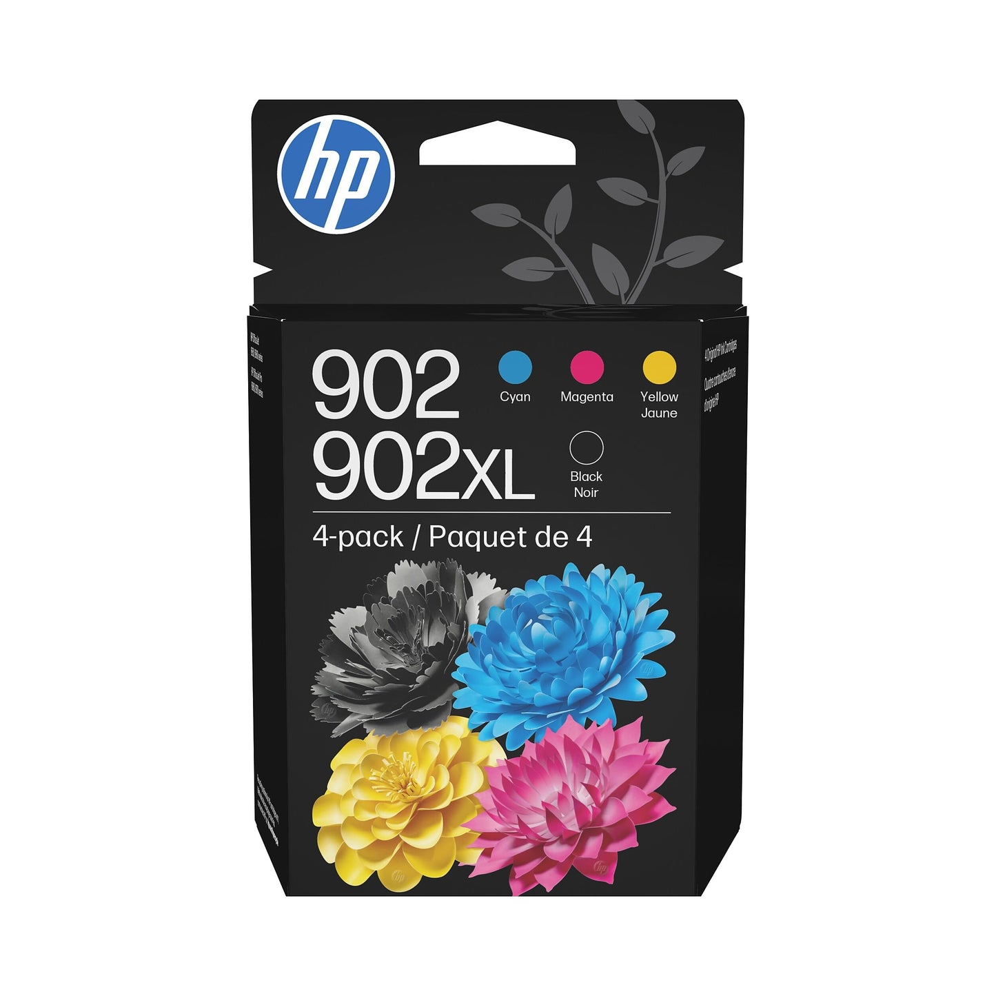 HP 902XL Black + 902 Cyan, Magenta, Yellow Ink Cartridge (Black XL + CMY) | Works OfficeJet 6954, 6958, 6962 OfficeJet Pro 6968, 6975, 6978 | T0A39AN