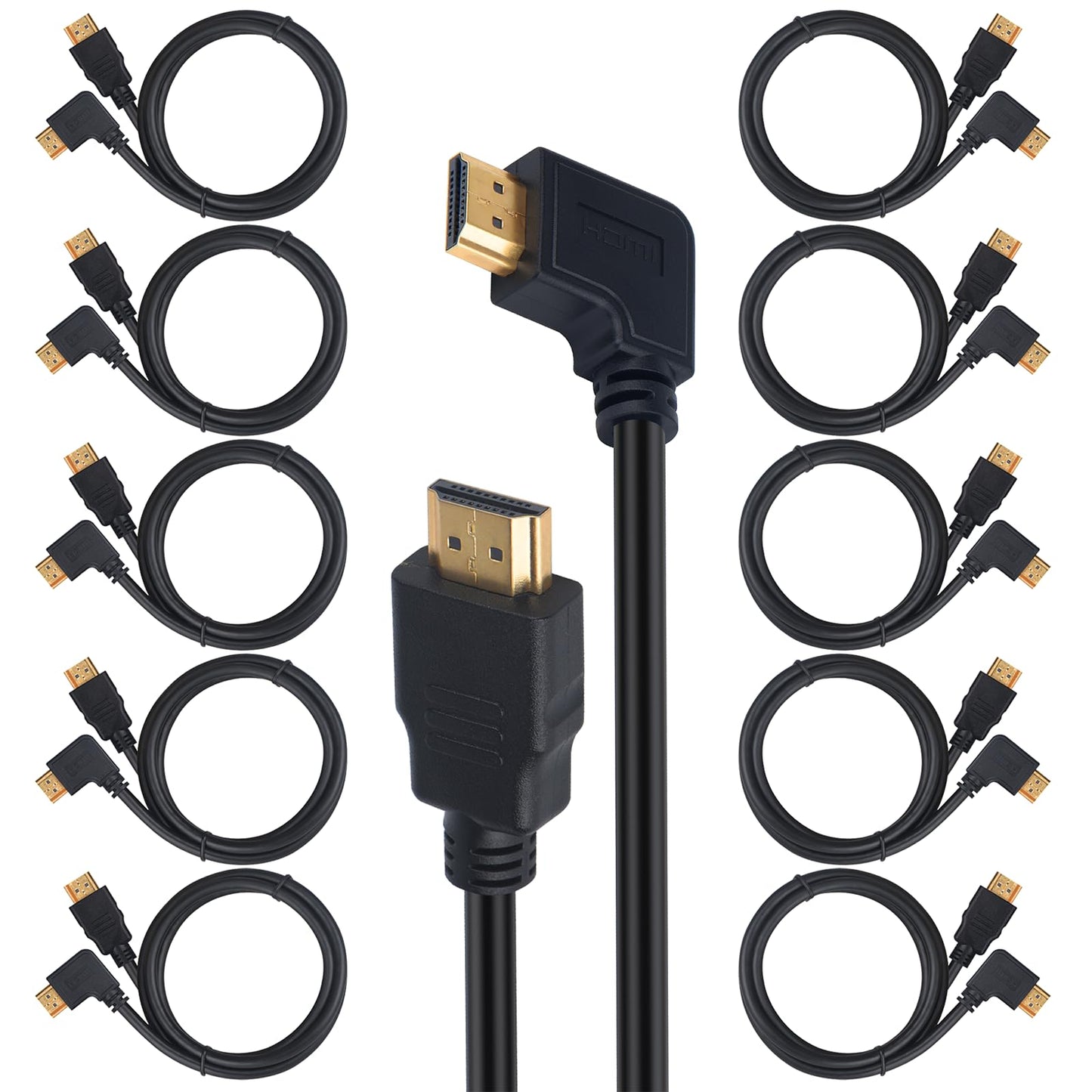 4K HDMI Cable 1.6 Feet 10-Pack, Ultra HD HDMI 2.0 Cable,High Speed 18Gbps @ 60Hz, Supports TV, Gaming, Ethernet, HDR, ARC, UHD, 3D, HDTV, 10.2 Gbps