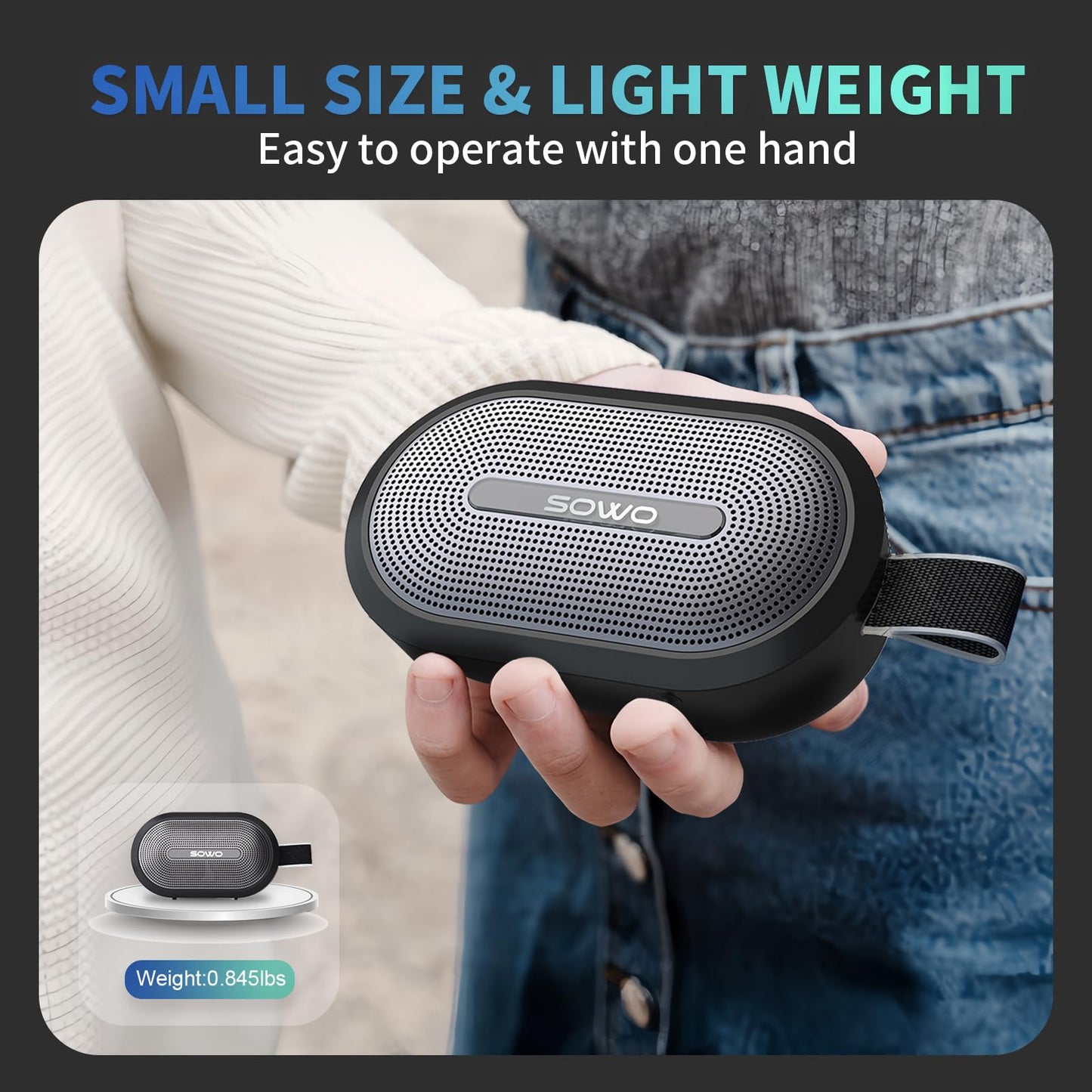 SOWO Wireless Portable Small Speaker, Ultra Magnetic Bluetooth Speaker for Golf Cart, Coverless IP67 Waterproof, 24 H Playtime, Pro Sound, Clip