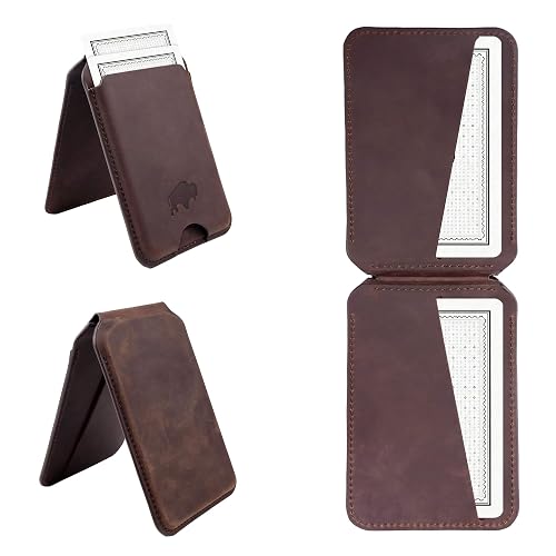 BLACKBROOK for MagSafe Wallet with Stand - Baron Full Grain Leather Slim Card Holder - Holds up to 4 Cards or IDs, Strong Magnetic Attachment, Soft