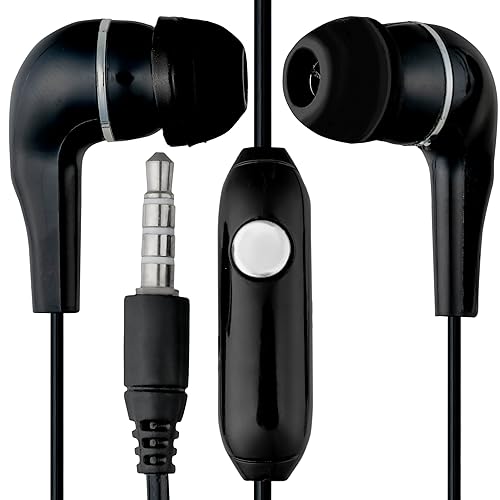 LowCostEarbuds Wholesale Pack of 25 Black/Silver Headset Earbuds Headphones with Microphone - Individually Wrapped