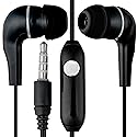 LowCostEarbuds Wholesale Pack of 25 Black/Silver Headset Earbuds Headphones with Microphone - Individually Wrapped