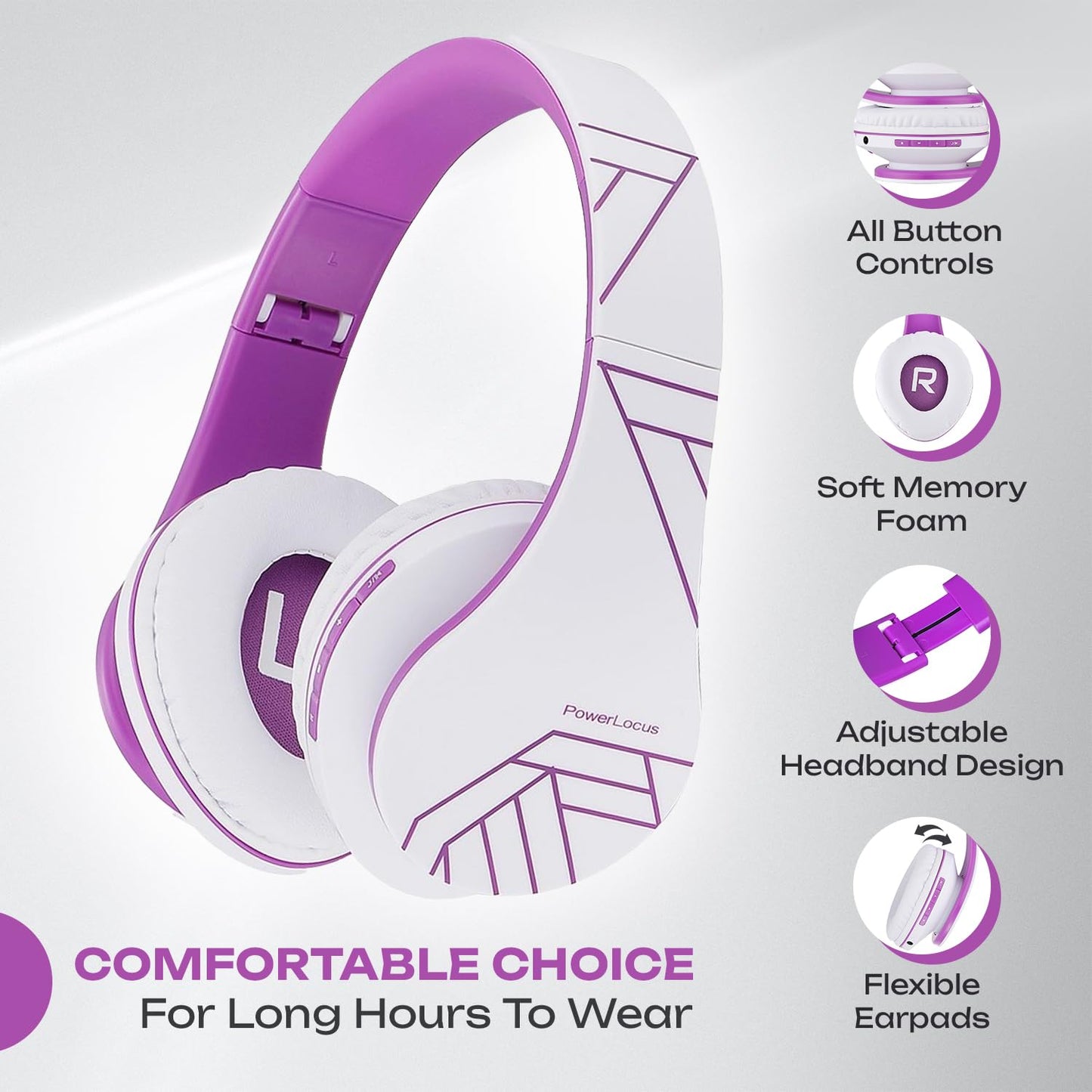 PowerLocus Bluetooth Over-Ear Headphones, Wireless Stereo Foldable Headphones Wireless and Wired Headsets with Built-in Mic, Micro SD/TF, FM…