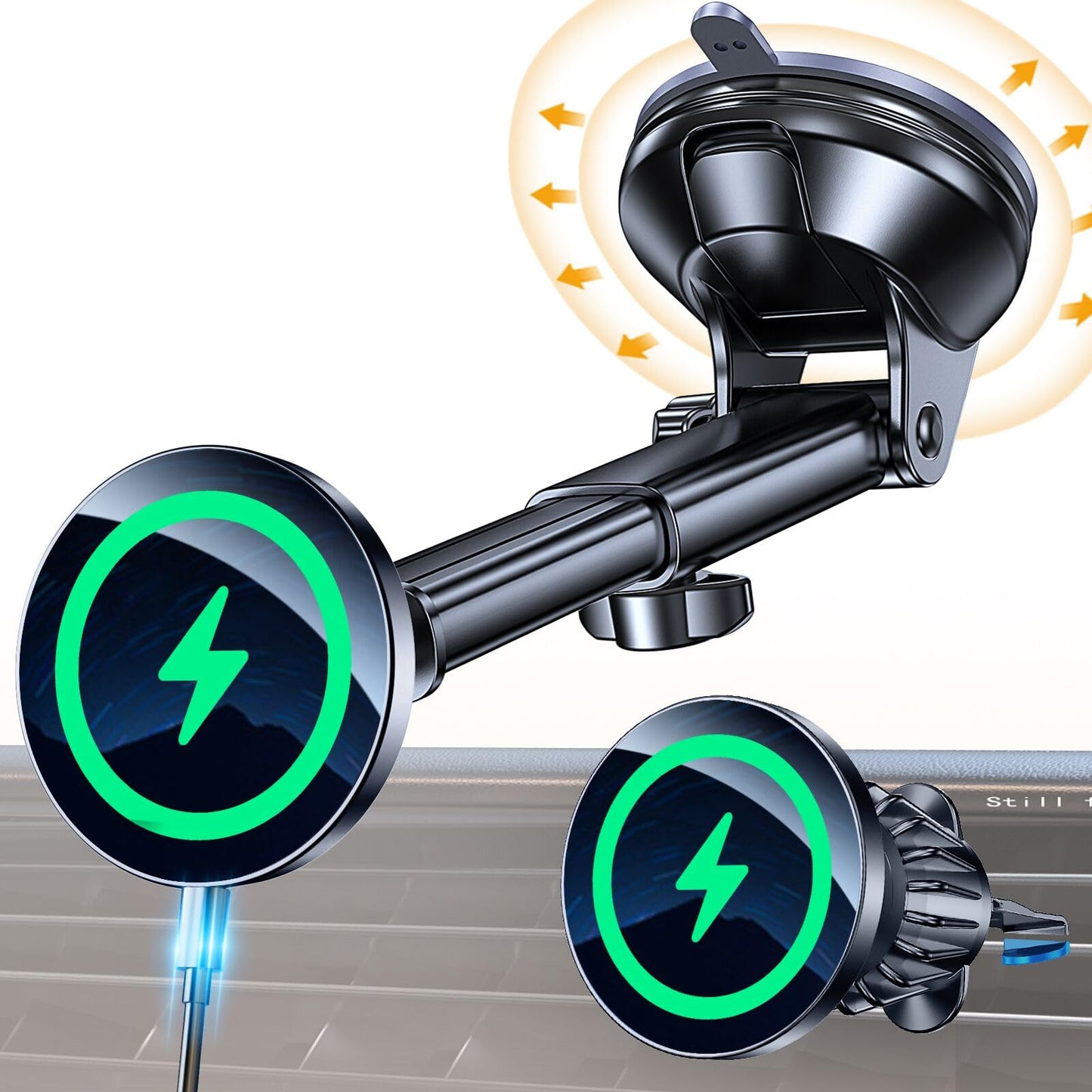 Coolpow for MagSafe Car Mount Charger?Ultra Magnet?Magnetic Phone Holders for Your Car Charger Magnetic Wireless Car Phone Holder Charger Car