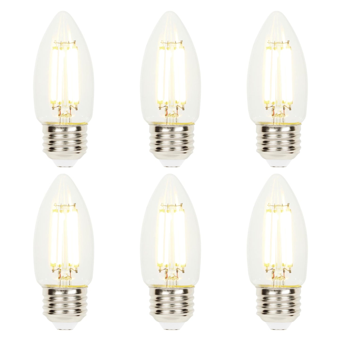 Westinghouse 5309020 6.5 Watt (100 Watt Equivalent) B11 Dimmable Clear Filament LED Light Bulb, Medium Base, 6 Pack