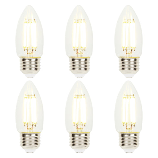 Westinghouse 5309020 6.5 Watt (100 Watt Equivalent) B11 Dimmable Clear Filament LED Light Bulb, Medium Base, 6 Pack