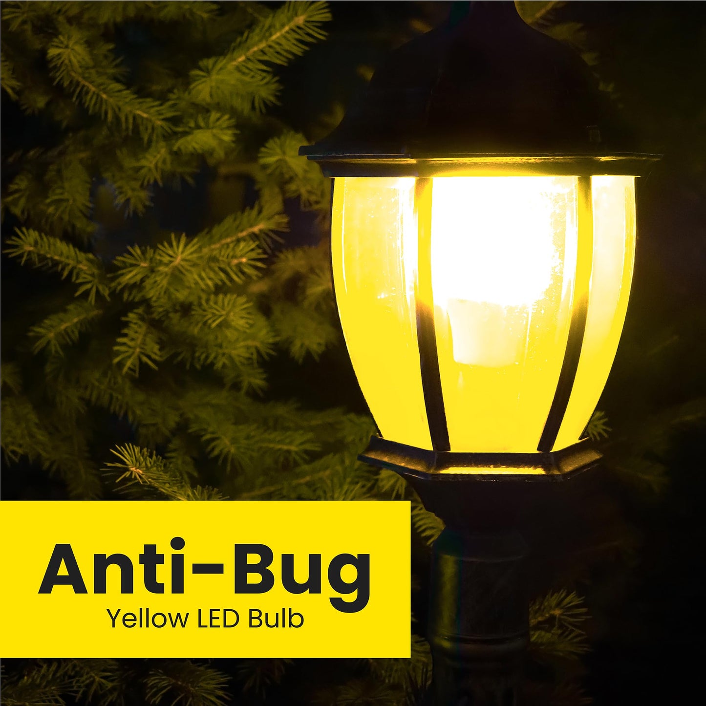 Feit Electric A19 Outdoor LED Bug Light, 100-Watt Equivalent, Dimmable LED Light Bulb, E26 Medium Base, 800 Lumens, 120V, 13 Years Lifetime, Yellow