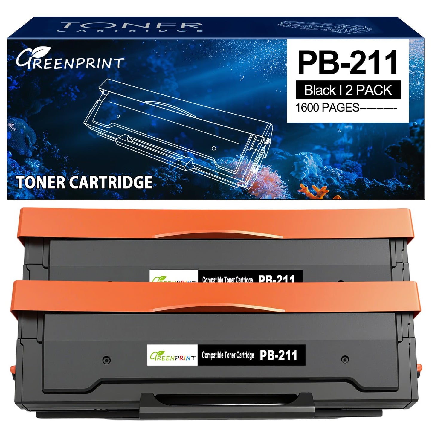PB-211 PB-210E Compatible Toner Cartridges 1600 Pages 2 Blacks for M6552NW M6602NW M6500NW M6550NW M6600NW P2500 P2500W P2502 P2502W P2511W P2516