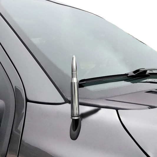 50Cal 5.5 in Chrome Bullet Antenna for Car Truck - Universal Replacement Antenna for Ford F150 F250 F350, Ram 1500 2500, Jeep Wrangler, Toyota Tundra