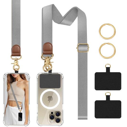 TiMOVO Adjustable Anti-Theft Phone Lanyard - Crossbody & Wrist Strap for Smartphones, Convenient Phone Chain for Hands-Free Use, Gray