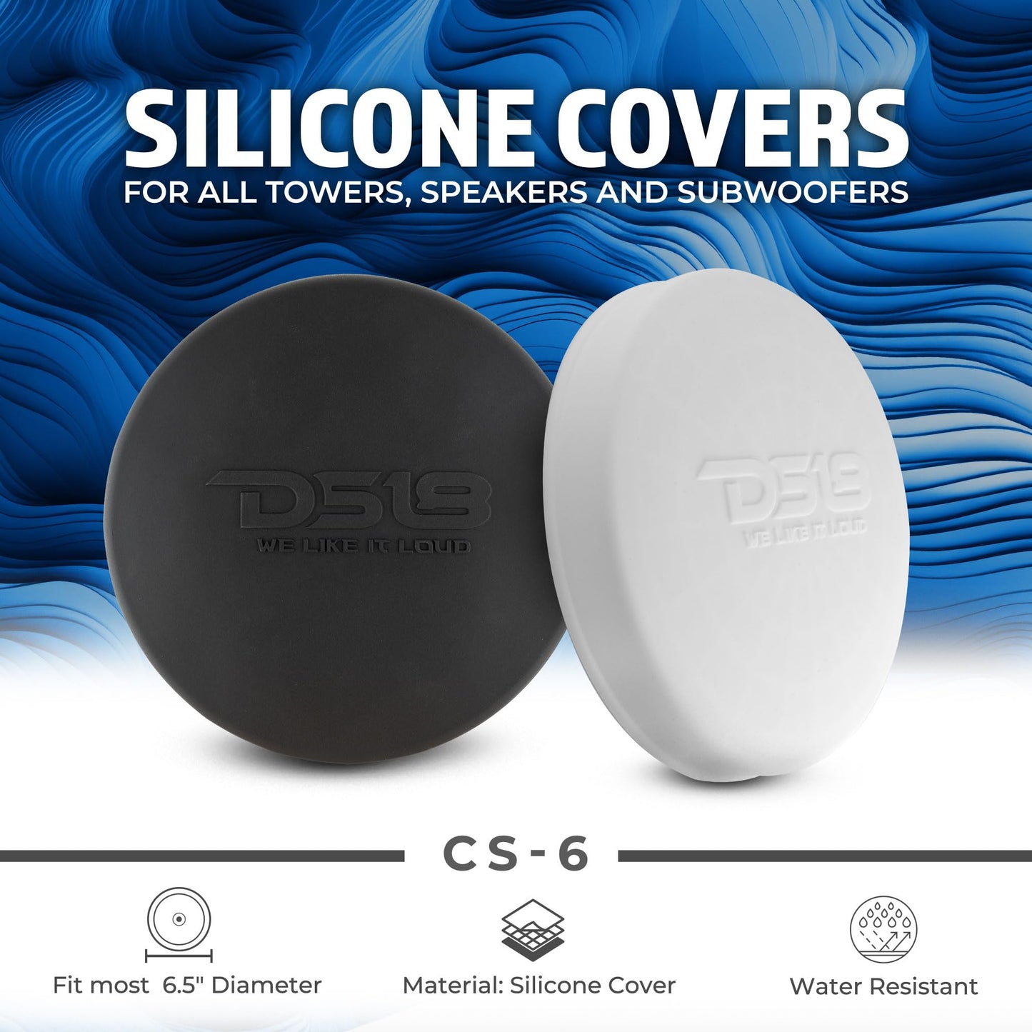 DS18 Hydro CS-6/BK 6.5" Silicone Marine Speaker Cover - Water, Dust and UV Rays Protection - Compatible with Tower Speakers - Great Durability