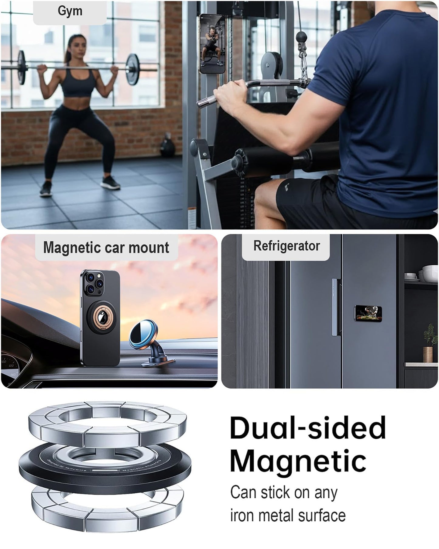 Magnetic Phone Grip, 360° Rotation Magnetic Cell Phone Grip, Ring Holder Kickstand Mag Safe Ring Stand Compatible with iPhone 17 16 15 14 13 12 Pro