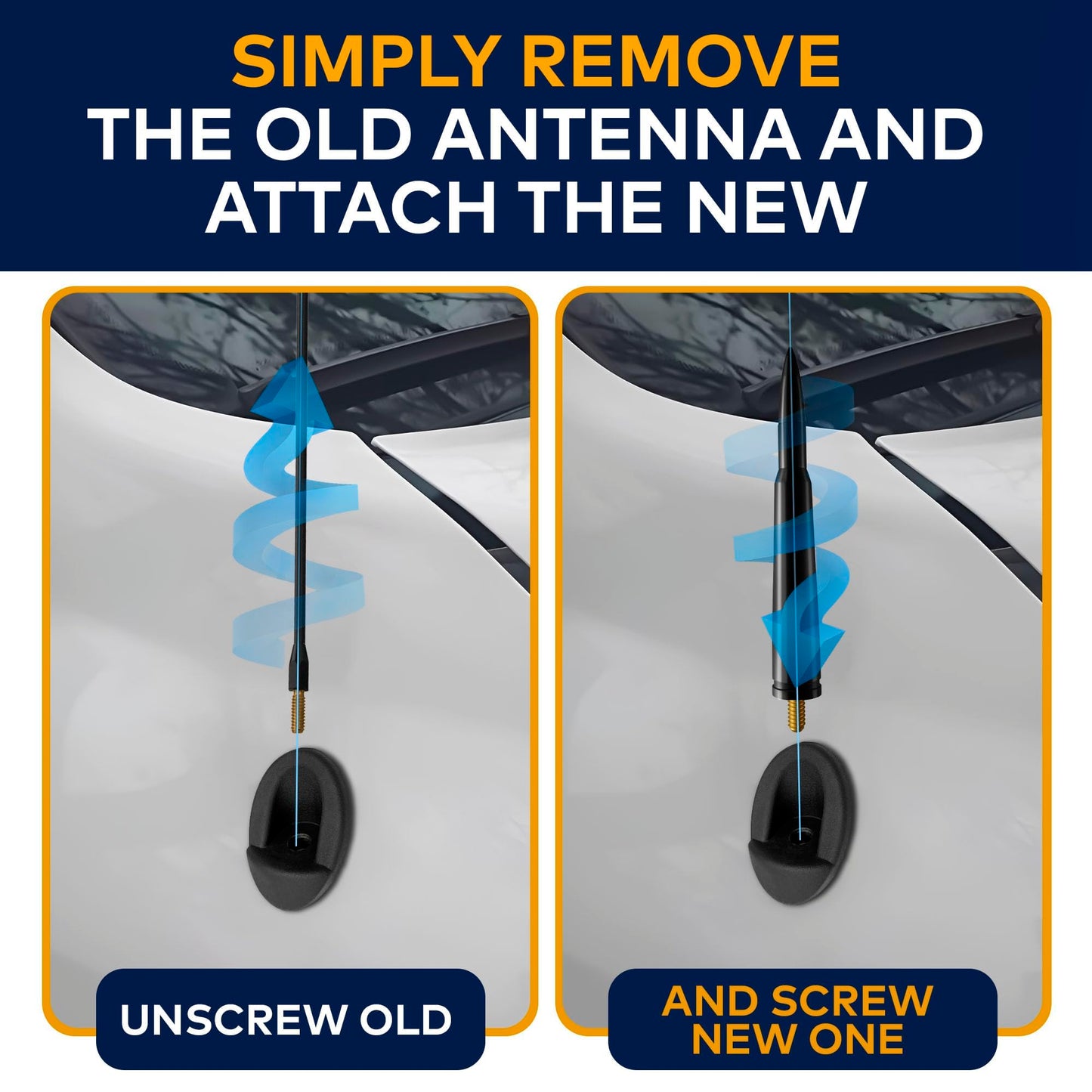 Bullet Antena for Toyota Tundra (2007-2020) - Highly Durable Premium Truck Antenna 5.45 Inch - Car Wash-Proof Radio Antenna for FM AM - Black, 50