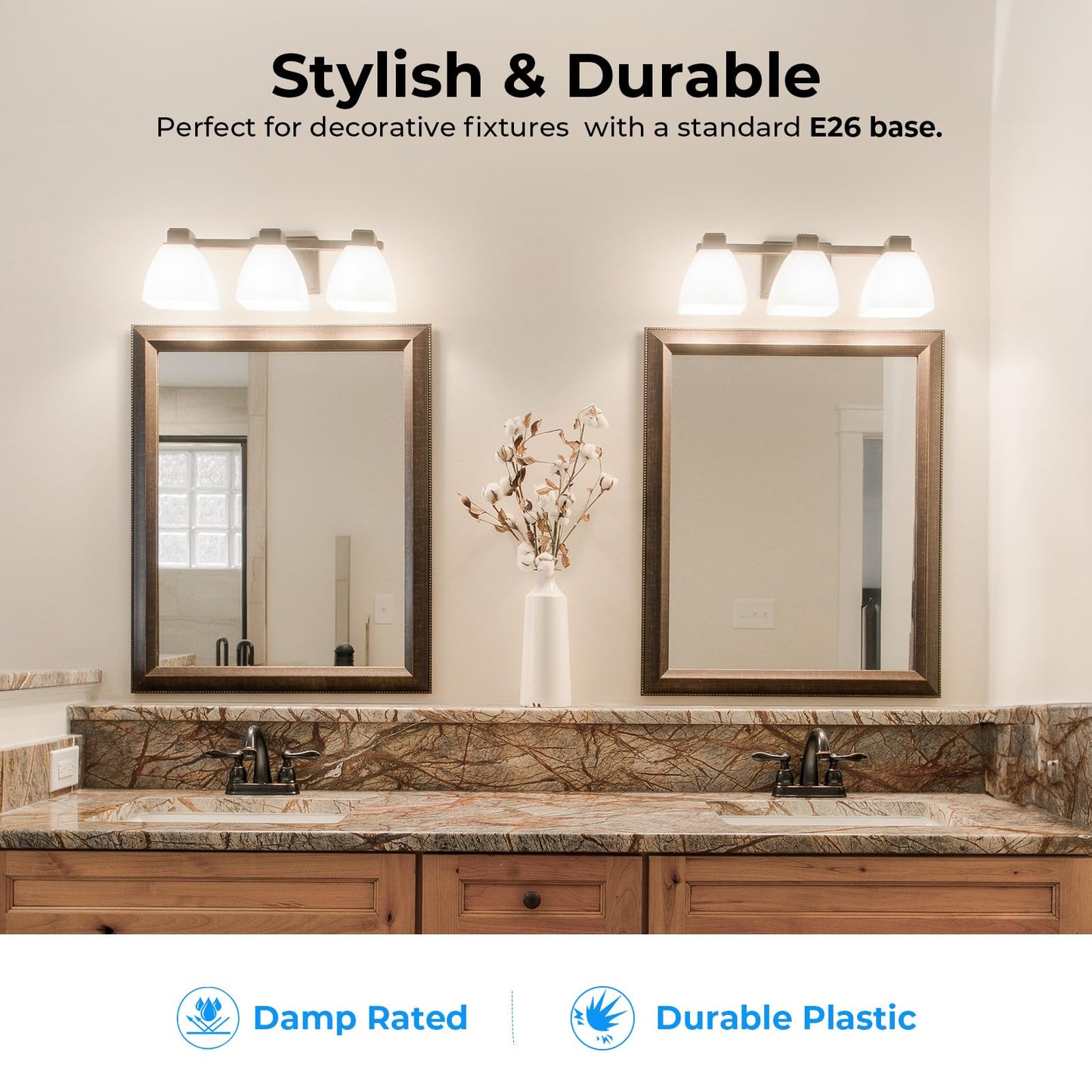 GvvooHome Vanity Light Bulbs for Bathroom, G25 LED Globe Light Bulbs for Makeup Mirror Dressing Room, 60W Equivalent, 5000K Daylight, 800LM, E26 Base