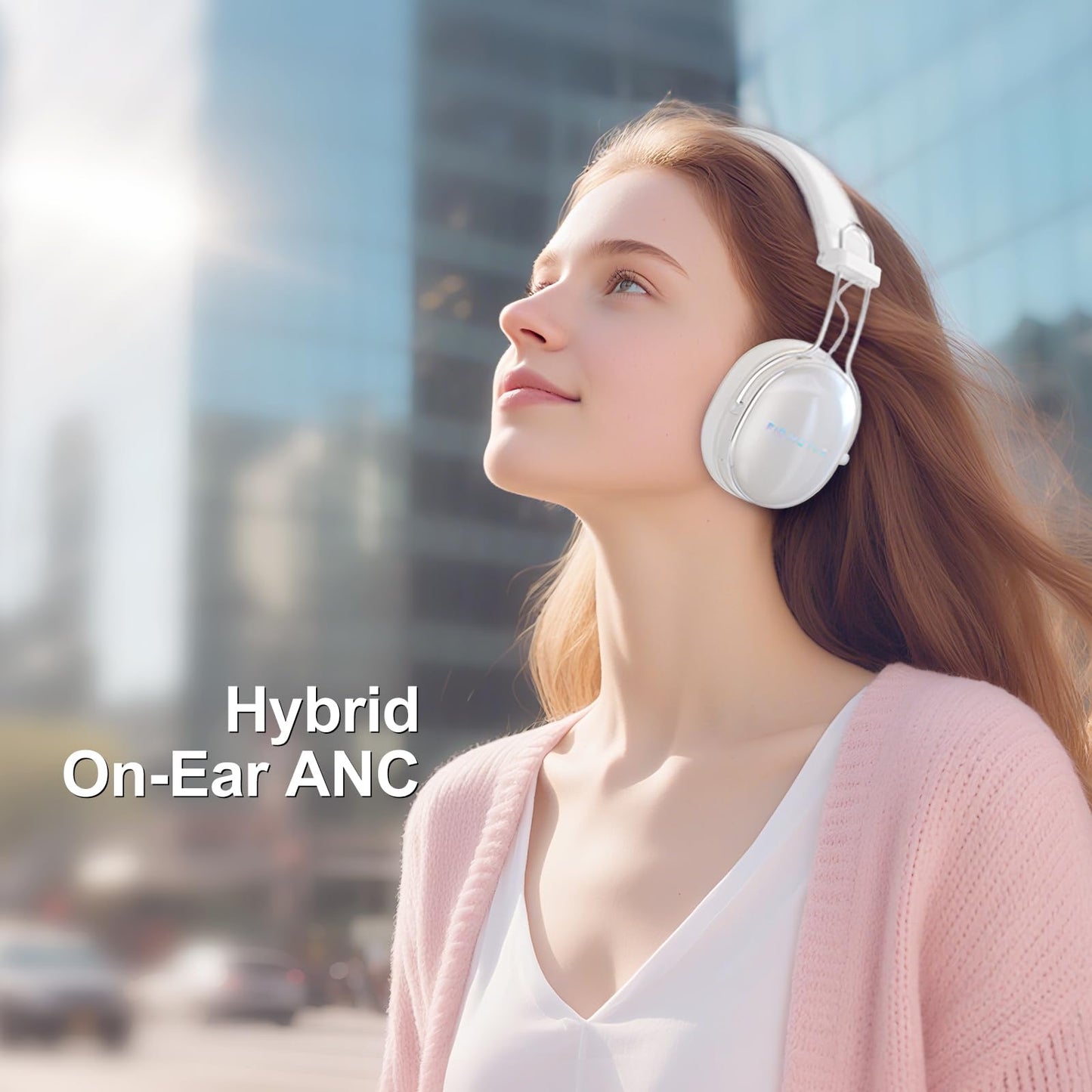 FIO MOTUS Wireless Bluetooth On-Ear Headphones, Active Noise Cancelling, Hi-Res Sound, 55H Playtime, Foldable Design, Lightweight and Comfortable