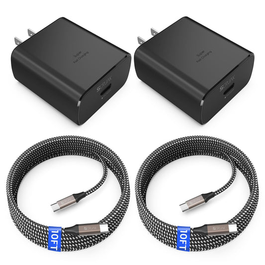 45W USB-C Charger,2-Pack 45 Watt Super Fast Charger Type C Wall Charging Block with 2X 10FT Type C Cable for Cable for Samsung Galaxy S26