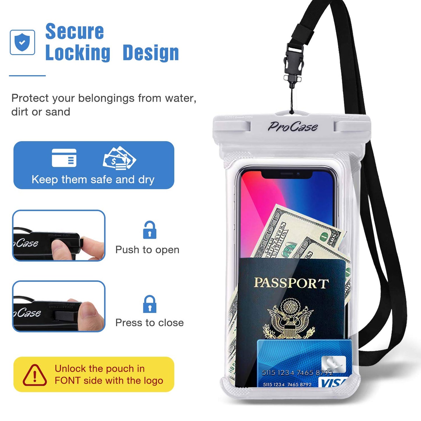 ProCase 2 Pack Waterproof Phone Pouch, Underwater Phone Case Up to 7", Dry Bag for iPhone 17 Air 16 15 14 13 Pro Plus Max, Galaxy S24 S23 S22 Ultra