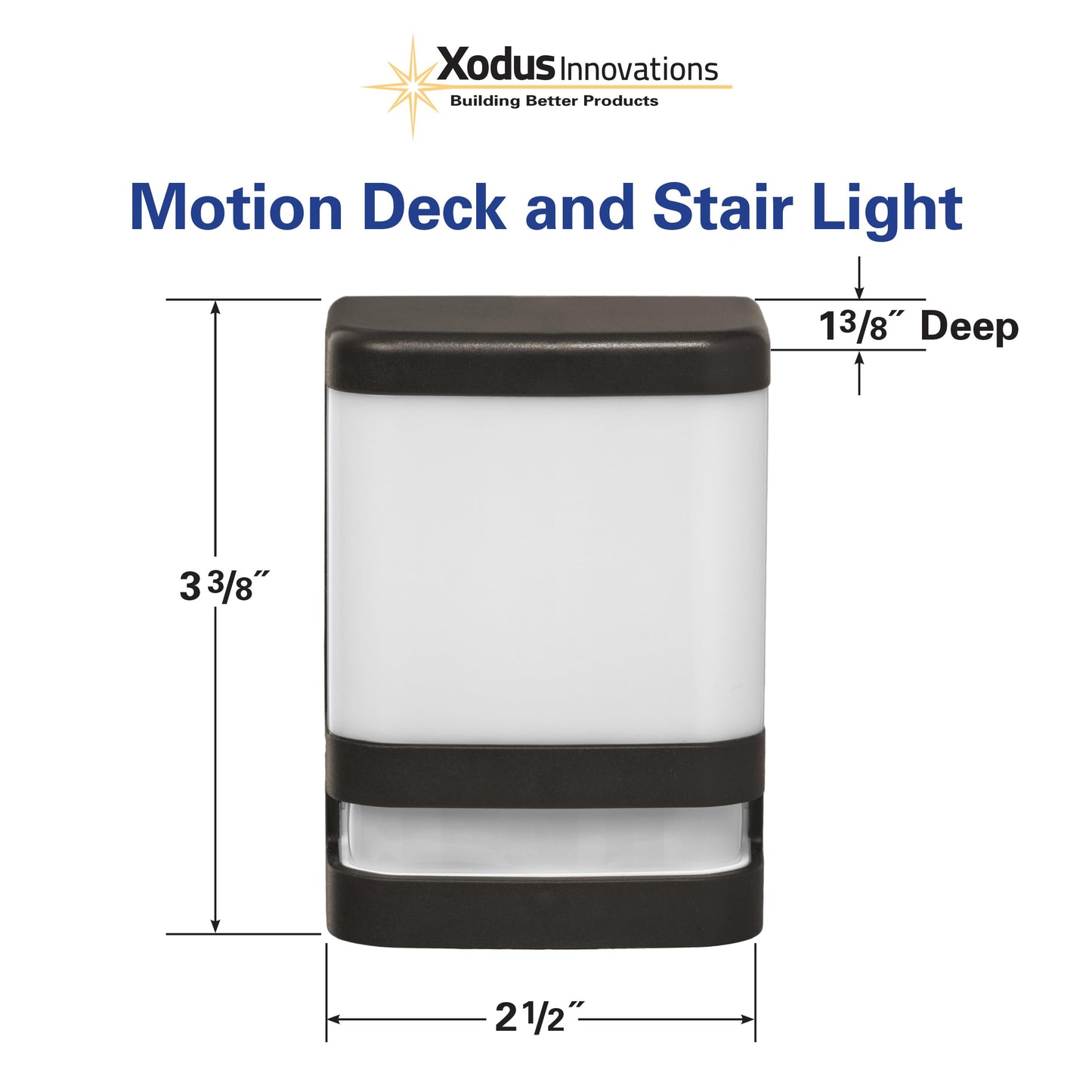 Xodus Innovations BL625-3 Motion Sensing Stair and Deck Light, LED, Battery Operated, Dusk to Dawn Sensor, 30 Seconds or 5 Minutes Brightness Setting