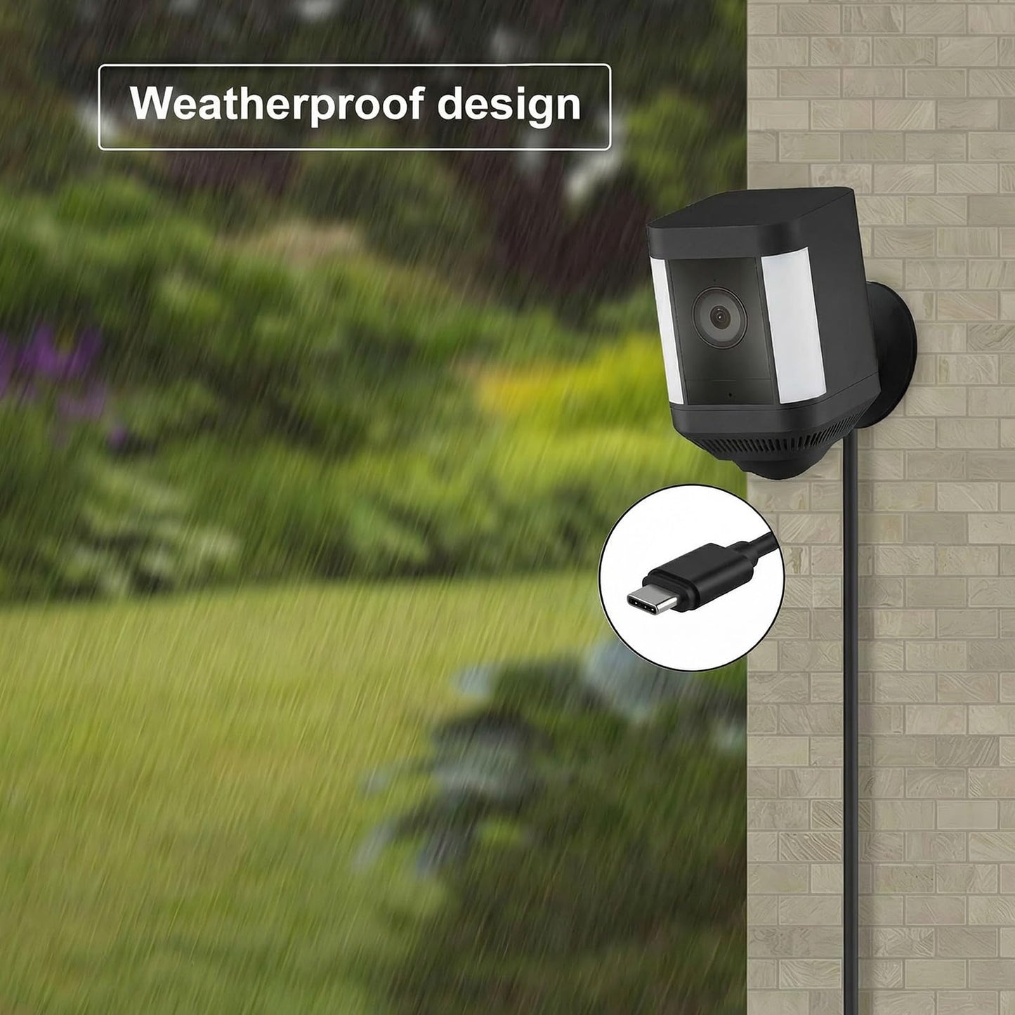 Power Adapter for Spotlight Cam Plus/Pro (Battery) and Spotlight Cam (Battery), with 25Ft/7.5m Weatherproof Outdoor Cable to Continuously Charge Your