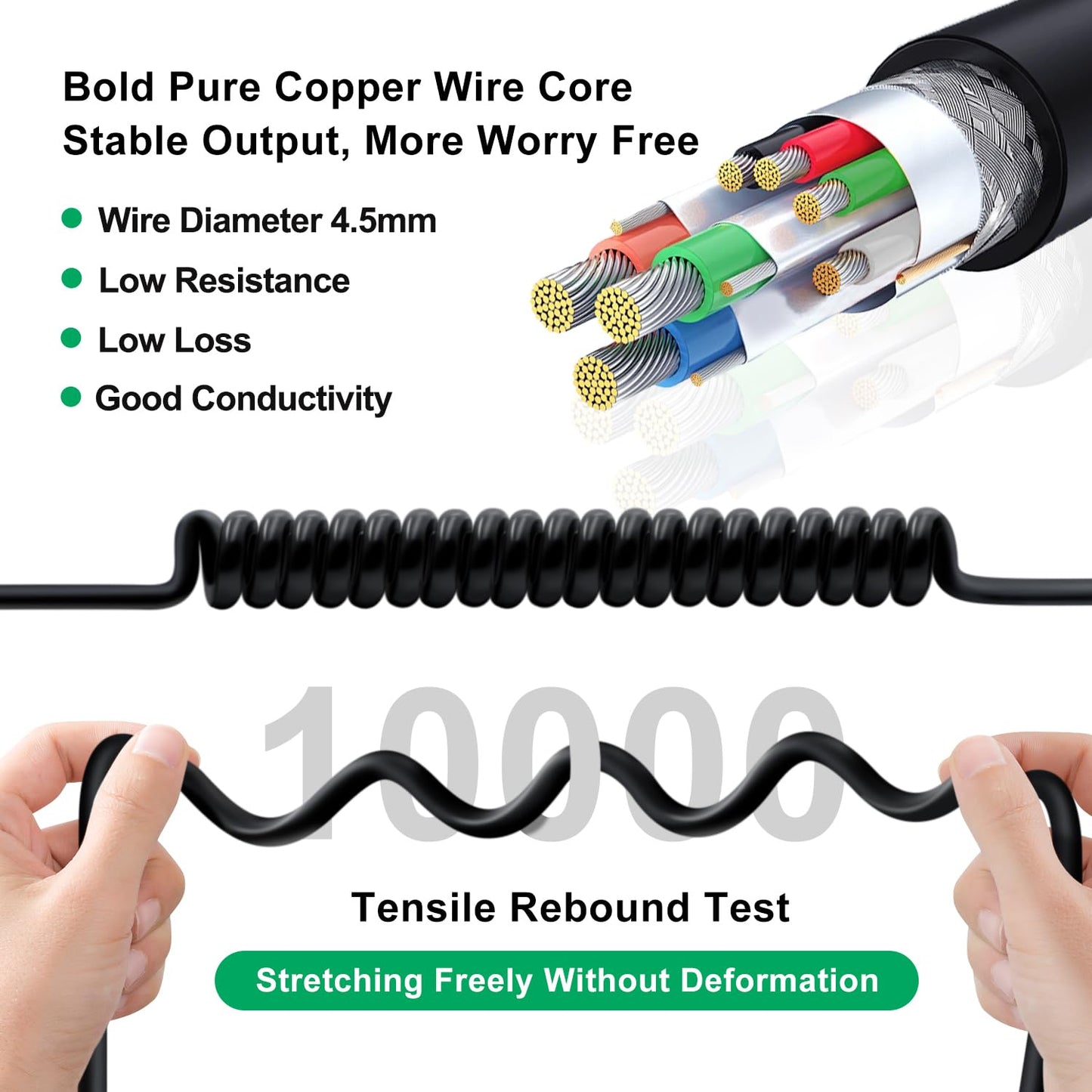 HuaLiSiJi Coiled HDMI Cable Male to Female HDMI Cable 4K 60Hz High Speed UHD Cable Support 3D, ARC, Ethernet for Computers, Blu Ray Players