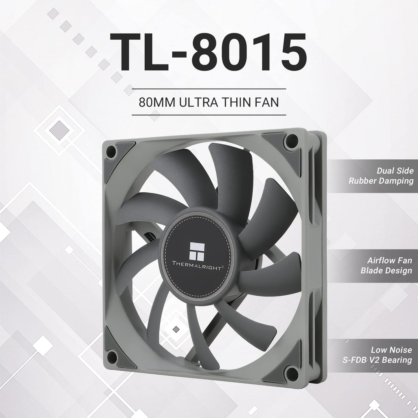 Thermalright TL-8015 CPU Fan Computer case Fan Quiet 4pin PWM PC Fan, 15mm Slimline Cooler Fan, 2200RPM Speed, 80mm CPU Cooling Fan