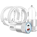 Car Charger, [Apple MFi Certified]2 Pack 48W Dual Port USB C Car Charger All Metal iPhone Fast Car Adapter with 2x3ft Lightning Cable for Carplay