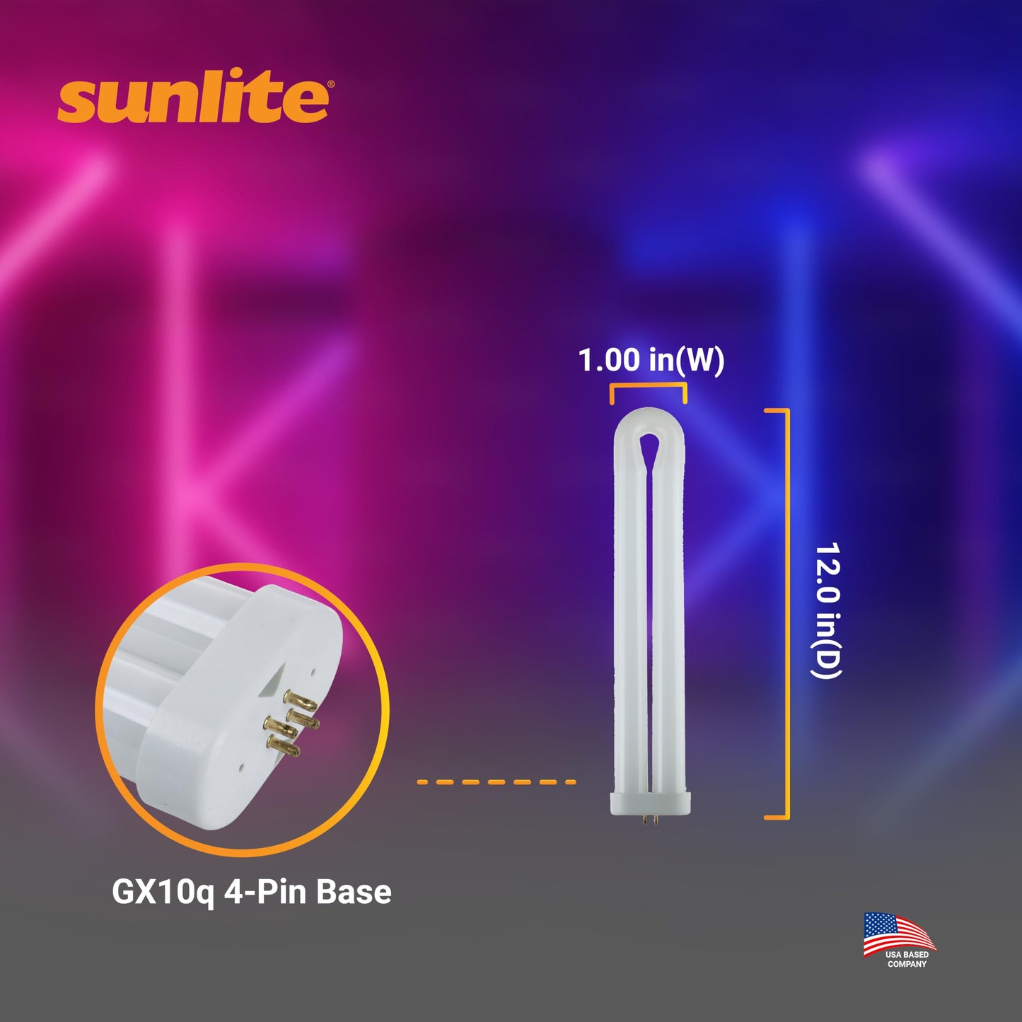 SUNLITE 40487-SU FUL40T8 Fluorescent Black Light Bulbs, 40 Watts, GX10q 4-Pin Base, UV Light, 365nm Color Wavelength, 5,000 Hour Life Span, Perfect