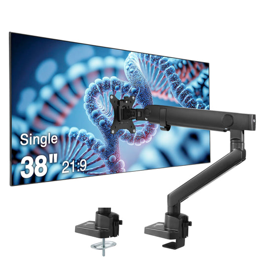 SIIG Aluminum Mechanical Single Monitor Arm Mount - Height Adjustable Desk Mount for 17in to 32in Screens - 17.6lbs Max VESA 75x75mm 100x100mm, Black