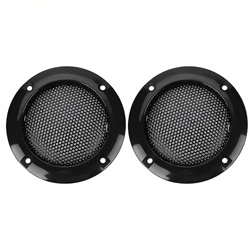 ASHATA Speaker Grill Cover,2 Inch Speaker Decorative Steel Mesh Circle,Shatter Car Speaker Protective Mesh Cover (Black)