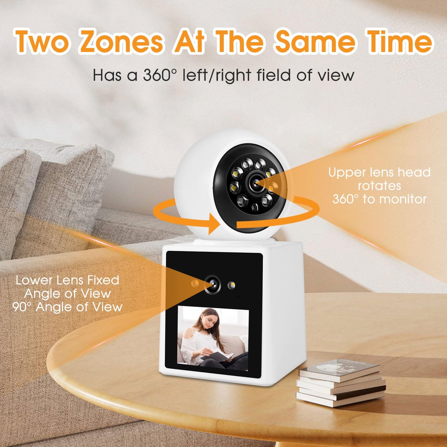 COOHILIGH Two-Way Video Call Security Camera with HD Screen, 1080P Indoor Home Security Camera, Indoor House Sitter Camera