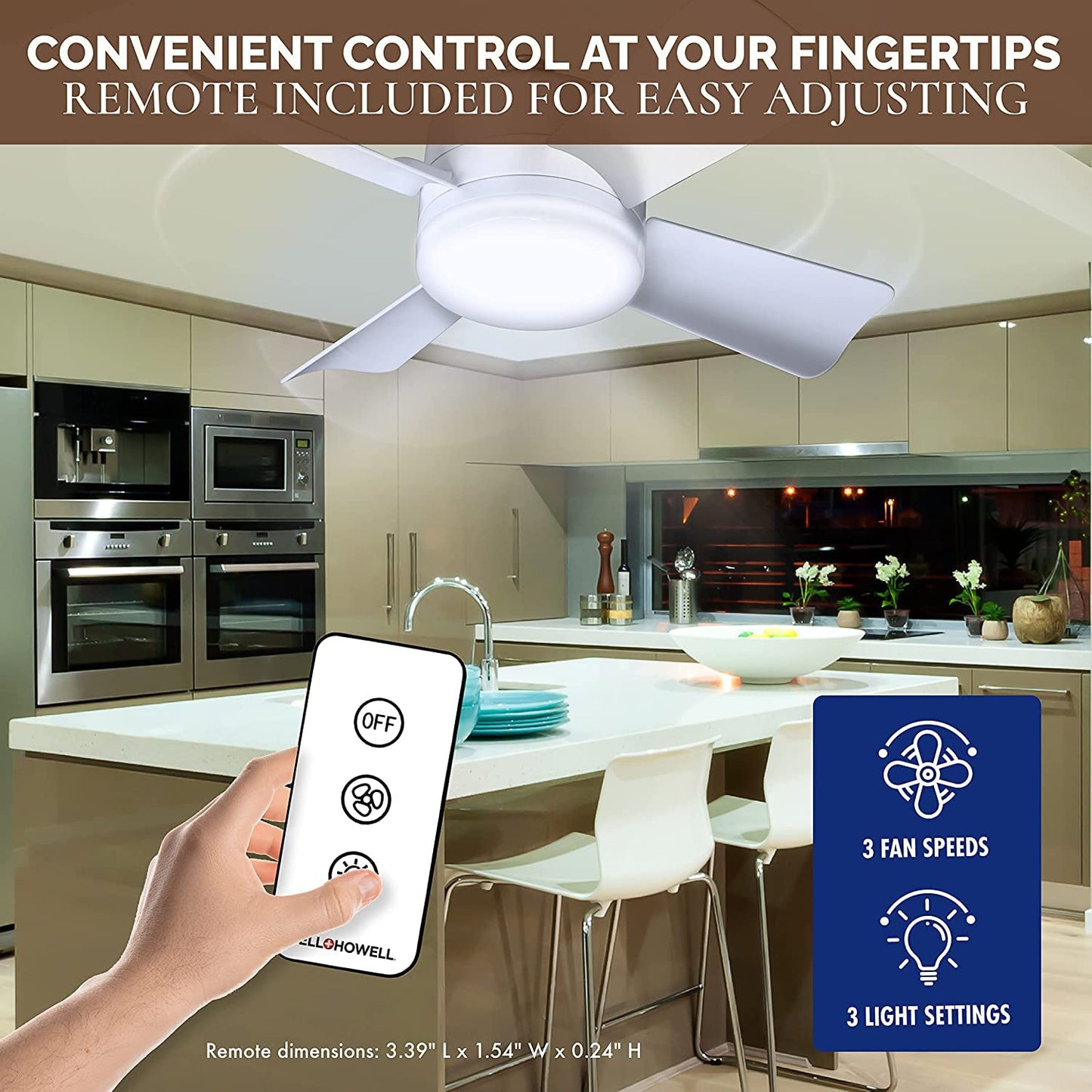 Bell+Howell Socket Breeze Modern Ceiling Fans with LED Lights, 10" LED E26 Screw Base Mini Light Socket Fan for Bedroom, Living Room, Kitchen, Balcony