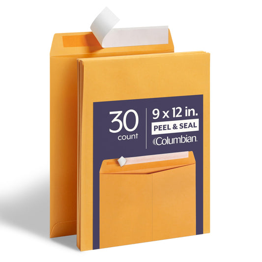 Columbian 9 x 12 Catalog Envelopes, 30 Pack, Document Envelopes with Self Seal Closure, Heavyweight 28 lb Paper, Self Sealing Envelopes for Mailing
