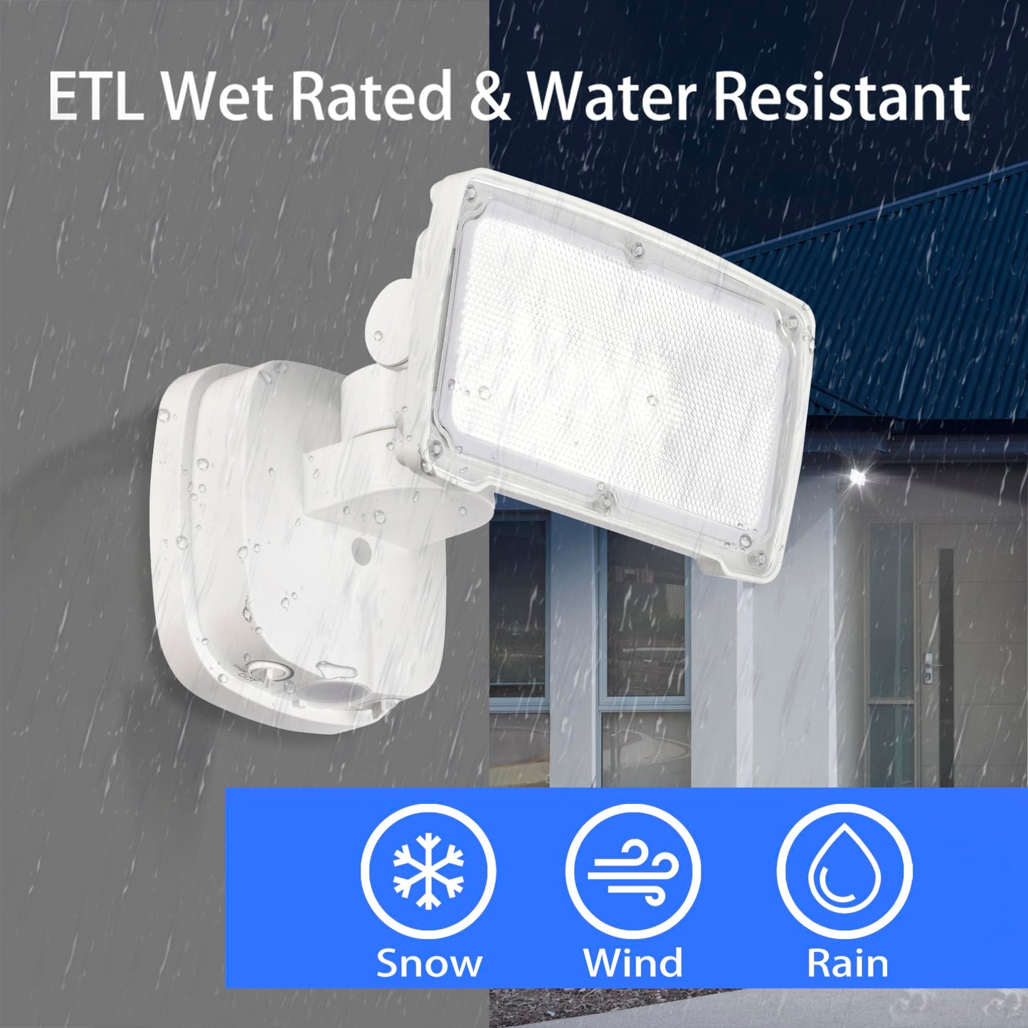 AWSENS 26W Flood Lights Outdoor, CCT Integrated LED Security Light Fixture, 1 Head Exterior LED Outdoor Light with Dusk to Dawn Control, ETL Water